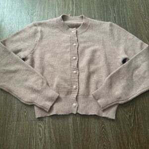 Button Crewneck Cardigan